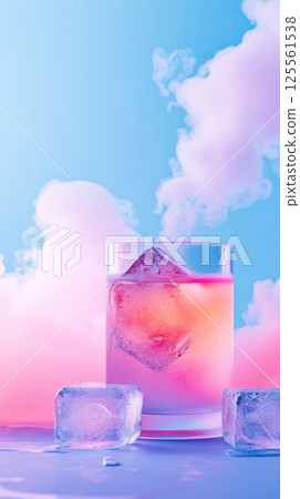 Futuristic dining experience with ice plates and molten metal glasses 125561538