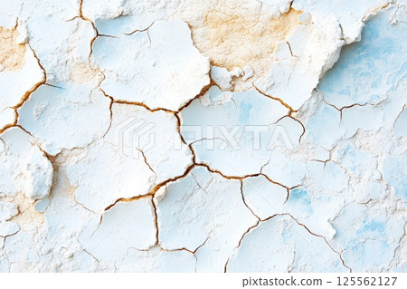 Cracked desert soil from a 90 degree overhead perspective displaying intricate patterns and textures 125562127