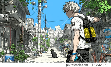 A streetscape reminiscent of the Showa era 125564132