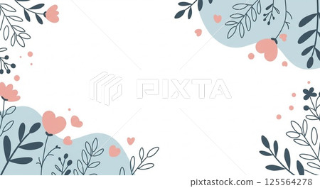可愛的花朵和心形設計卡片 125564278