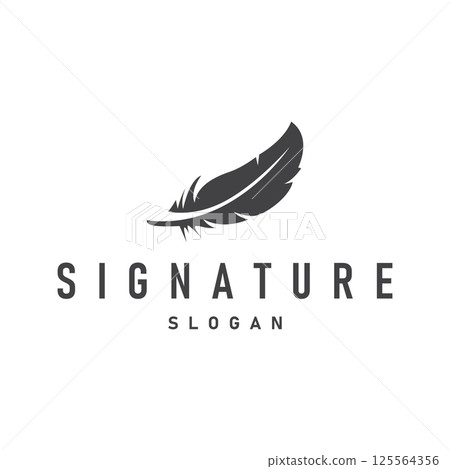 feather logo design, simple black silhouette concept of bird feathers and as a symbol of brand design template illustration feather logo design, simple black silhouette concept of bird feathers and as a symbol of brand design template illustration 125564356