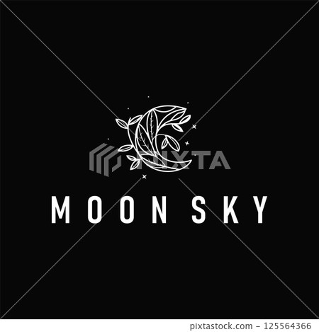 simple minimalist moon logo design with elegant line concept as a symbol illustration template for a product and business brand 125564366