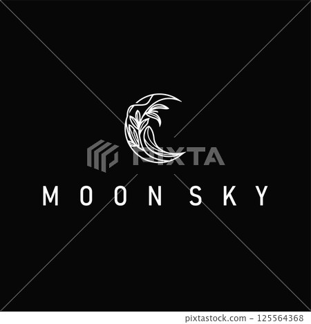 simple minimalist moon logo design with elegant line concept as a symbol illustration template for a product and business brand 125564368