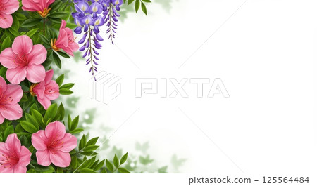 An illustration of beautiful azalea and wisteria flowers in spring season 125564484
