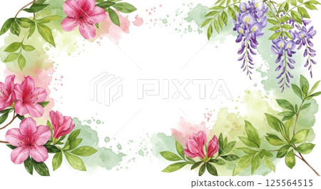 An illustration of beautiful azalea and wisteria flowers in spring season 125564515
