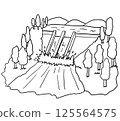 Dam illustration line drawing 125564575