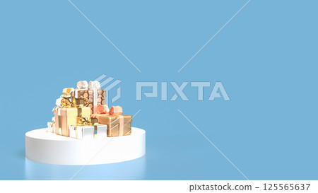 The Gold gift box for celebration or advertising concept 3d rendering. 125565637