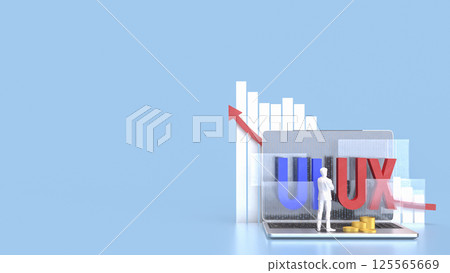 The UI and UX on notebook for website or application concept 3d rendering. The UI and UX on notebook for website or application concept 3d rendering. 125565669