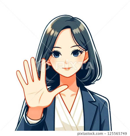 A woman signaling A woman signaling 125565749