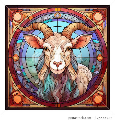 Cute goat stained glass illustration 3 / flyer and poster material Cute goat stained glass illustration 3 / flyer and poster material 125565788