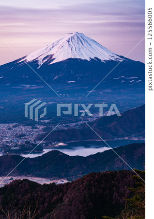 Lake Kawaguchi and Mount Fuji in Yamanashi Prefecture 125566005