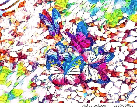 Kaleidoscope of butterflies 125566093