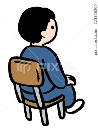 Vector illustration of a boy sitting on a chair 125566300