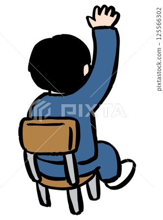 坐在椅子上的男孩的向量插圖 125566302