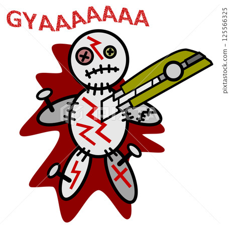 A cursed ritual in which a doll is nailed to the ground and cut with a knife A cursed ritual in which a doll is nailed to the ground and cut with a knife 125566325