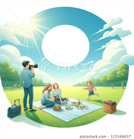 Parents and children enjoying forest bathing 125566637