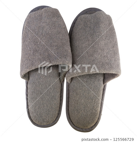 Home slippers color gray isolated on white background Home slippers color gray isolated on white background 125566729
