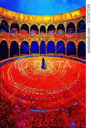 an AI Image Generator, Artistic Interior of a Circular Historical Arena 125567289