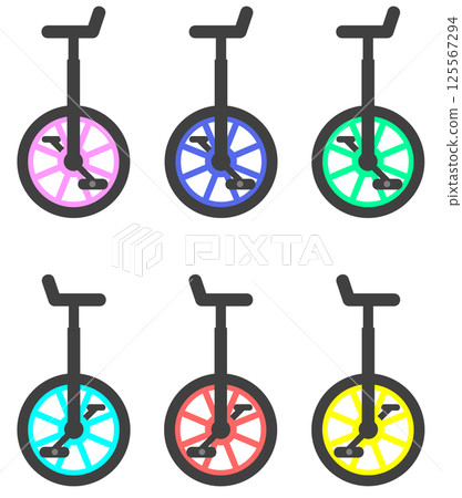 玩具獨輪車插圖，兒童可以騎著它來培養平衡感 125567294