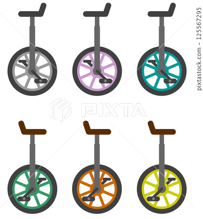 Illustration of a toy unicycle that children can ride to develop their sense of balance Illustration of a toy unicycle that children can ride to develop their sense of balance 125567295