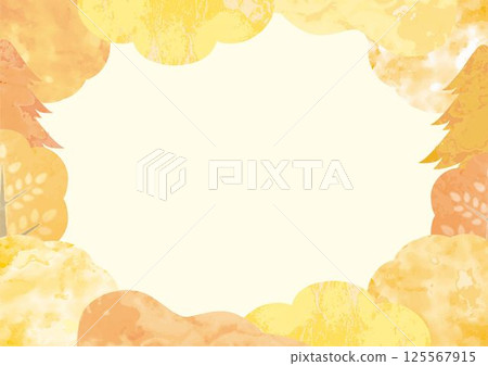 秋葉框架森林樹木水彩畫手繪風景背景設計模板插畫素材 125567915