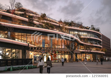 March 24 2025 a Modern Shopping Mall with Illuminated Facade 125568091