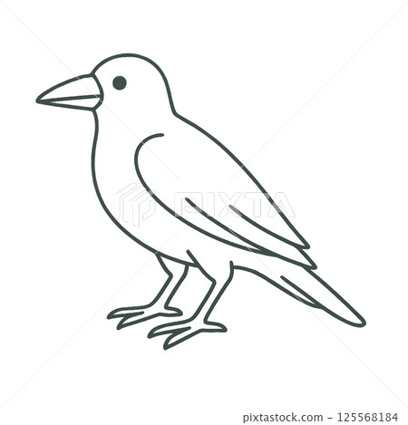 烏鴉線描插畫，圖標，素材，無背景，動物系列 125568184