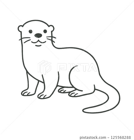 水獺線描插畫，圖標，素材，無背景，動物系列 125568288