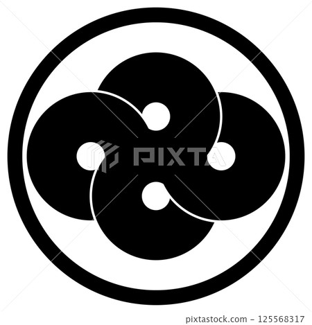 This is my family crest. It is a twisted manji with a thin ring. 125568317