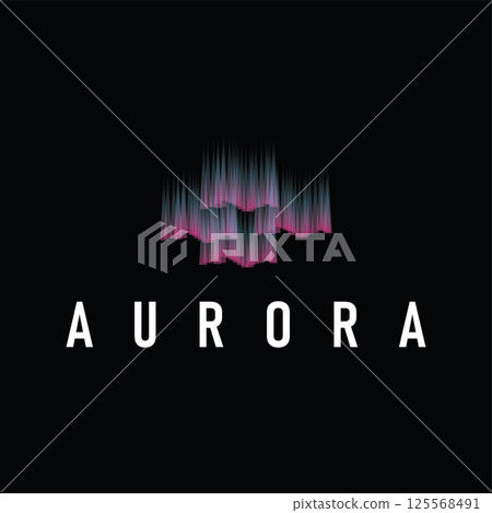 aurora logo concept sky design with beautiful and cool aurora natural scenery illustration of natural scenery symbol 125568491