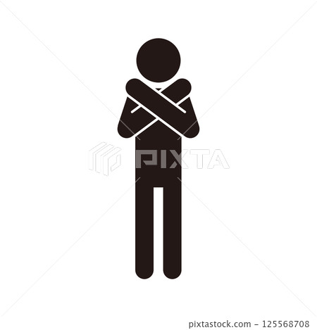 一個人用手做出 NG 手勢的象形圖圖標 125568708