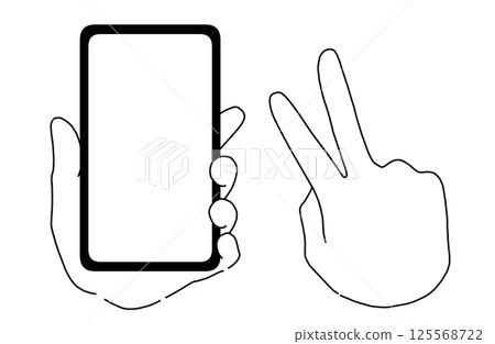 Two fingers operating the screen displayed on a smartphone 125568722