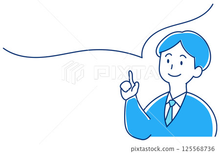 A man with an idea and pointing his finger - Illustration of a man in a suit with a speech bubble A man with an idea and pointing his finger - Illustration of a man in a suit with a speech bubble 125568736