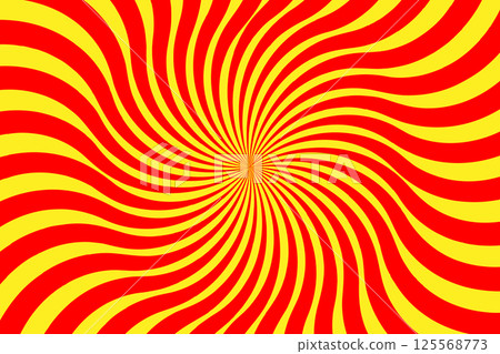 Red and yellow swirl background. Sunburst arrangement material. 125568773