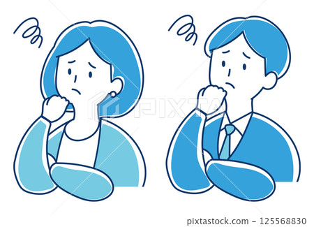 People in trouble: Illustration of a man and woman in a suit 125568830