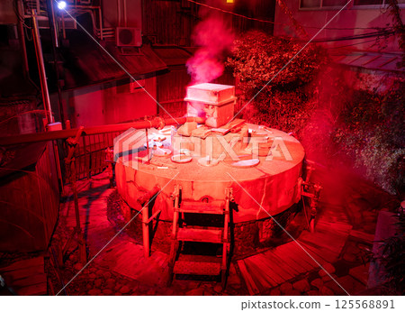 有馬溫泉的源頭 五所泉源點亮成紅色 125568891