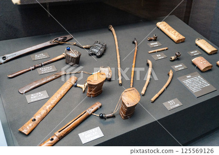 Ainu smoking implements on display Ainu smoking implements on display 125569126