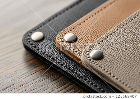 Elegant black leather with a subtle sheen, offering a luxurious texture for premium branding 125569407