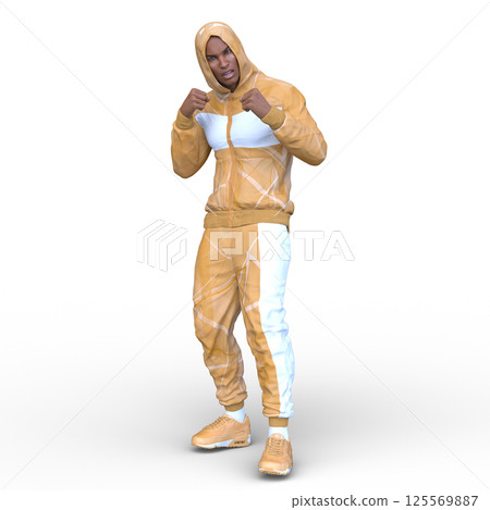 一個戴著兜帽的男人 125569887