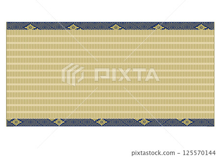 Tatami mat, chrysanthemum and diamond pattern, Japanese style room, navy blue 125570144