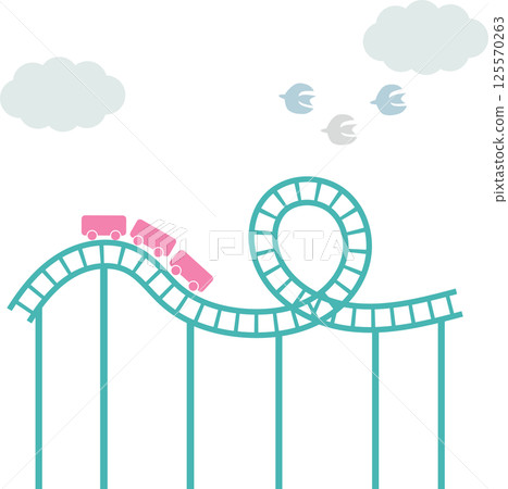 簡單可愛的雲霄飛車插畫素材 125570263