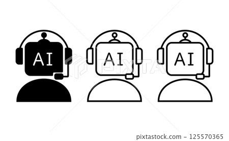 Illustration of a robot representing customer service and operators using AI Illustration of a robot representing customer service and operators using AI 125570365