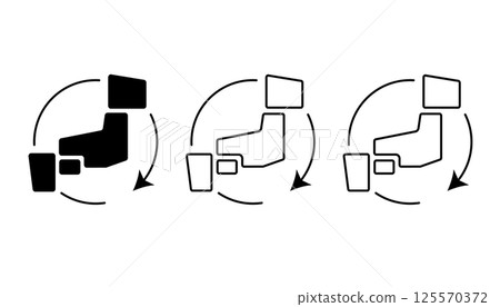A simple illustration of a map of Japan and an arrow surrounding it 125570372