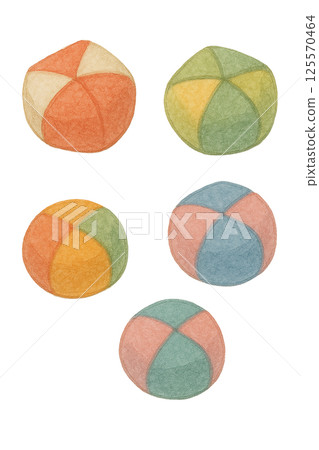 豆袋的彩色水彩插圖(老式遊戲,日本傳統遊戲材料) 豆袋的彩色水彩插圖(老式遊戲,日本傳統遊戲材料) 125570464