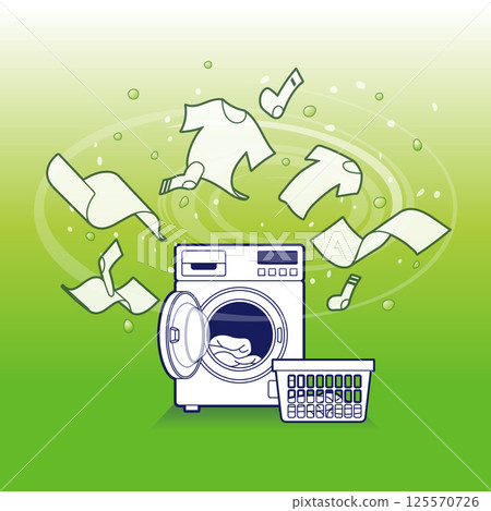 衣服和洗衣機插圖 衣服和洗衣機插圖 125570726