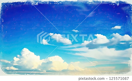 AI影像：藍天白雲（水彩風格） 125571087