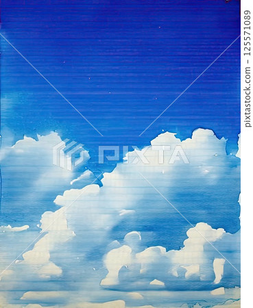 AI影像：藍天白雲（水彩風格） 125571089