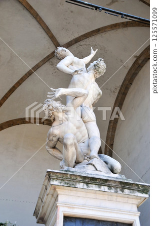 Ancient stone carvings on the famous Florence City Hall Square in Italy Ancient stone carvings on the famous Florence City Hall Square in Italy 125571099