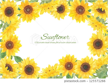 Vector decorative frame of sunflowers painted in watercolor Vector decorative frame of sunflowers painted in watercolor 125571266