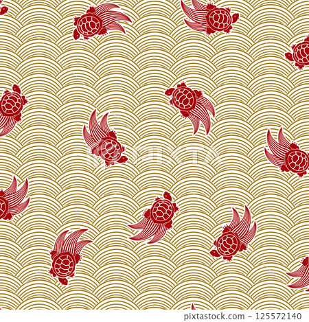 吉祥龜紋和波浪紋 125572140